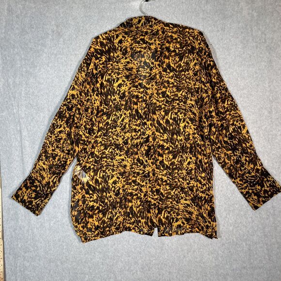 Givenchy Tunic Top 41 Leopard Animal Print Silk Blouse Full Zip Sheer Oversized - Picture 11 of 13